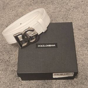 Dolce & Gabbana White Leather Belt